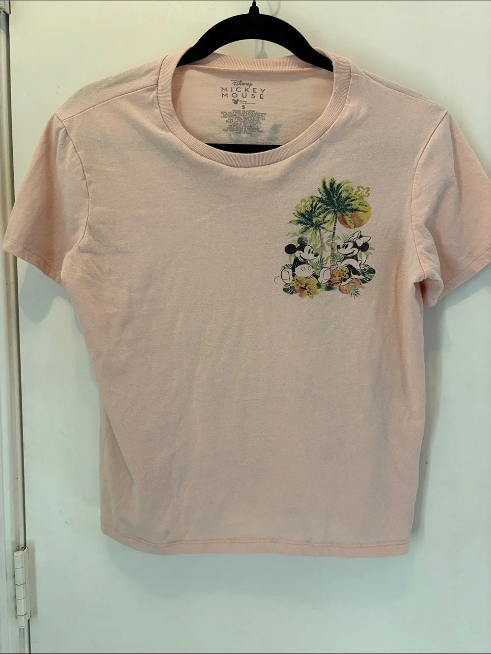 Disney Light Pink Mickey & Minnie Tropical Pocket Graphic Tee